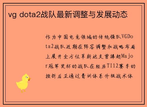 vg dota2战队最新调整与发展动态