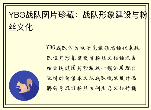 YBG战队图片珍藏：战队形象建设与粉丝文化